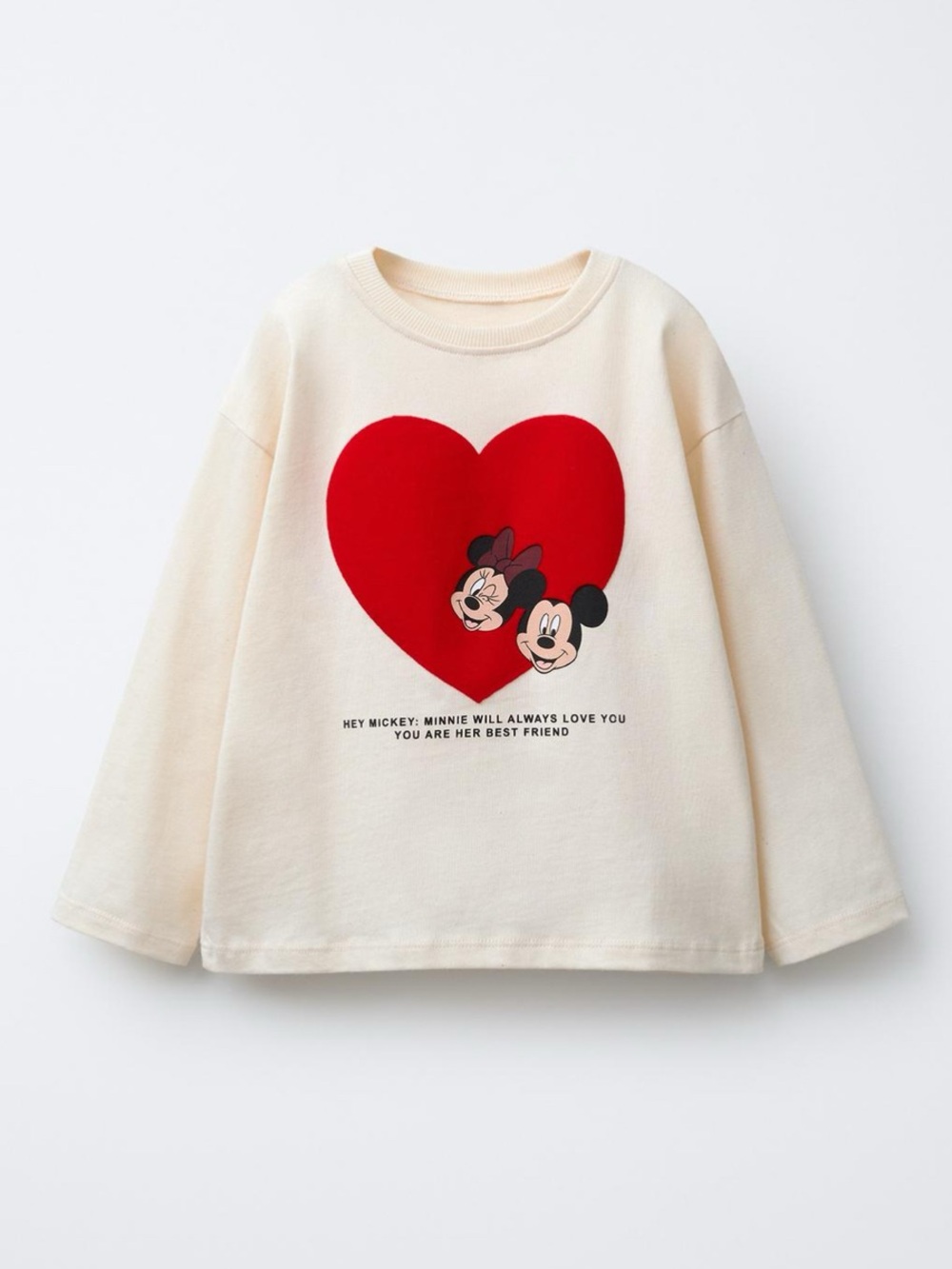 ZARA HEART FLOCKED MICKEY AND MINNIE MOUSE DISNEY T-SHIRT